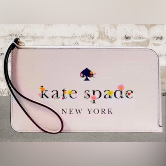 kate spade Handbags - Kate Spade NWT Lucy Medium L-Zip Wristlet Garden Logo Light